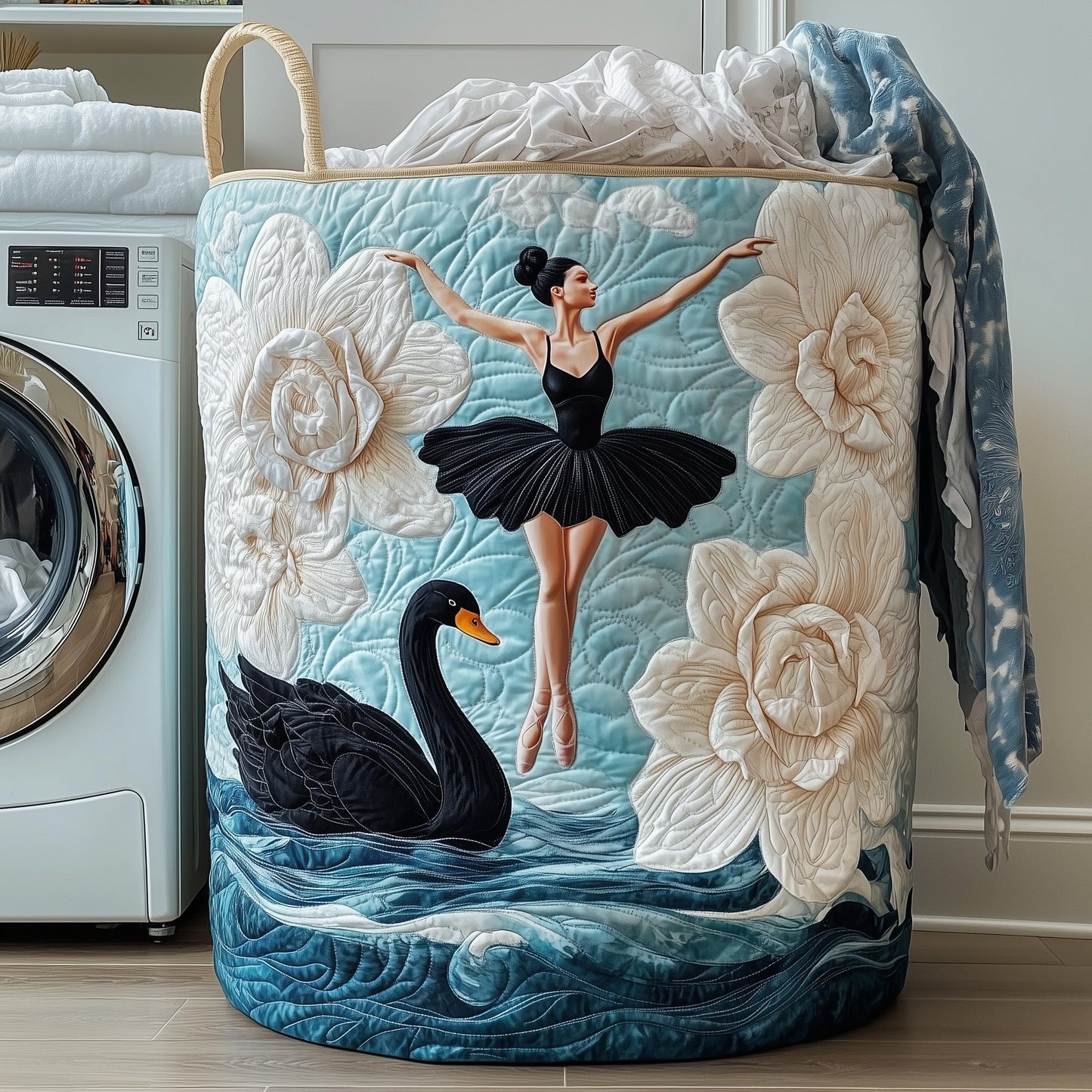 The Elegant Ballerina Quilted Laundry Basket Tote 0079