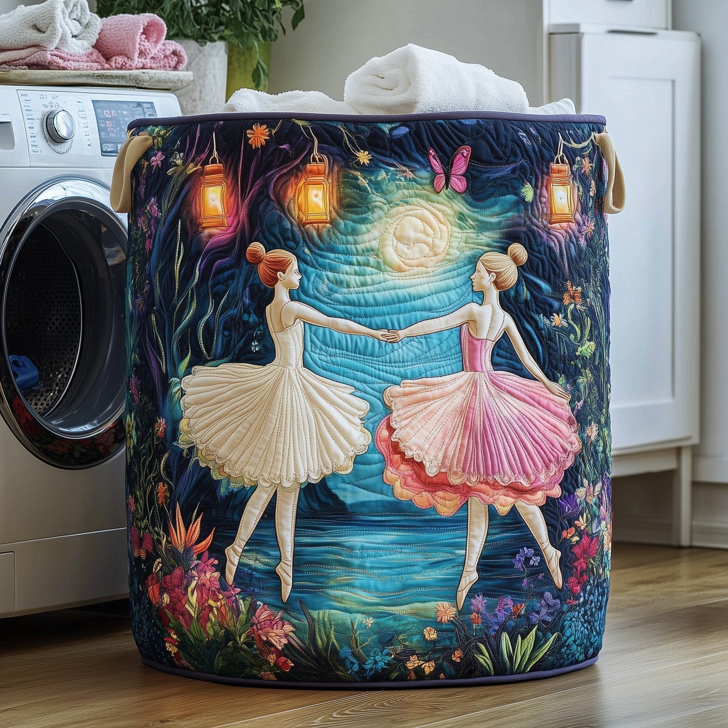 The Elegant Ballerina Quilted Laundry Basket Tote 0080
