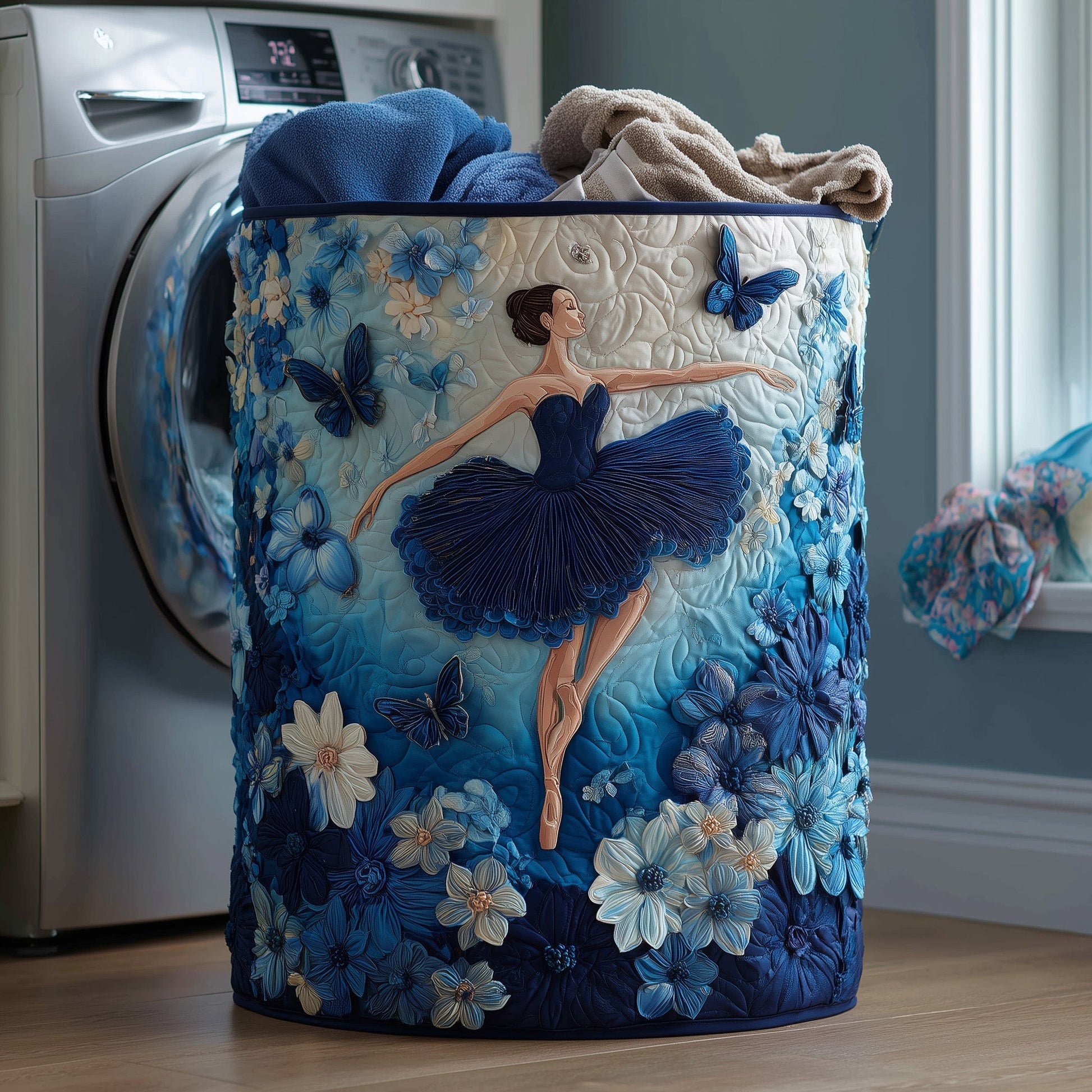 The Elegant Ballerina Quilted Laundry Basket Tote 0085