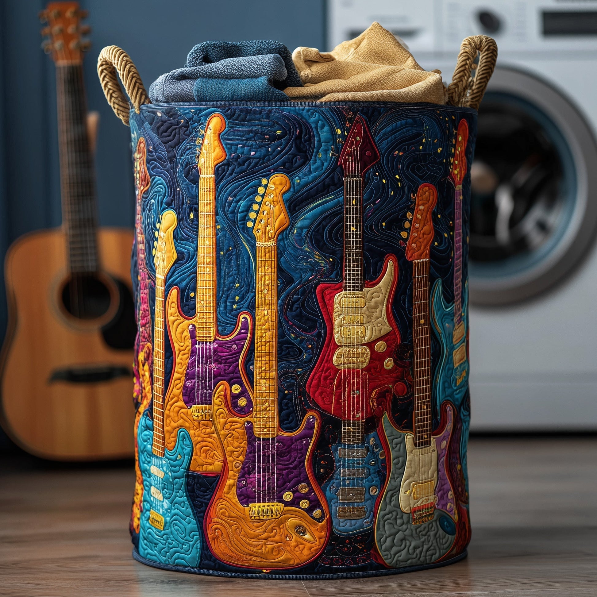 Radiant Guitar Laundry Quilted Tote