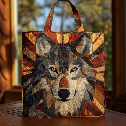 Everyday Wolf Face Quilted Tote
