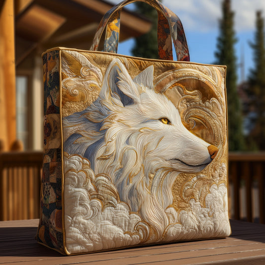Majestic Wolf Portrait Quilted Tote