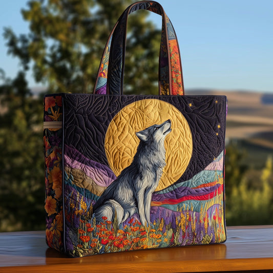 Howling Wolf Moon Quilted Tote