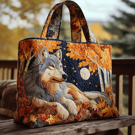 Wolf Forest Scene Quilted Tote