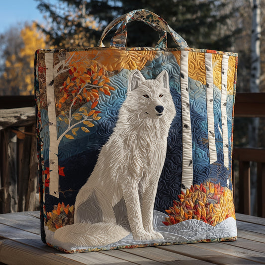 White Wolf Forest Scene Tote Bag
