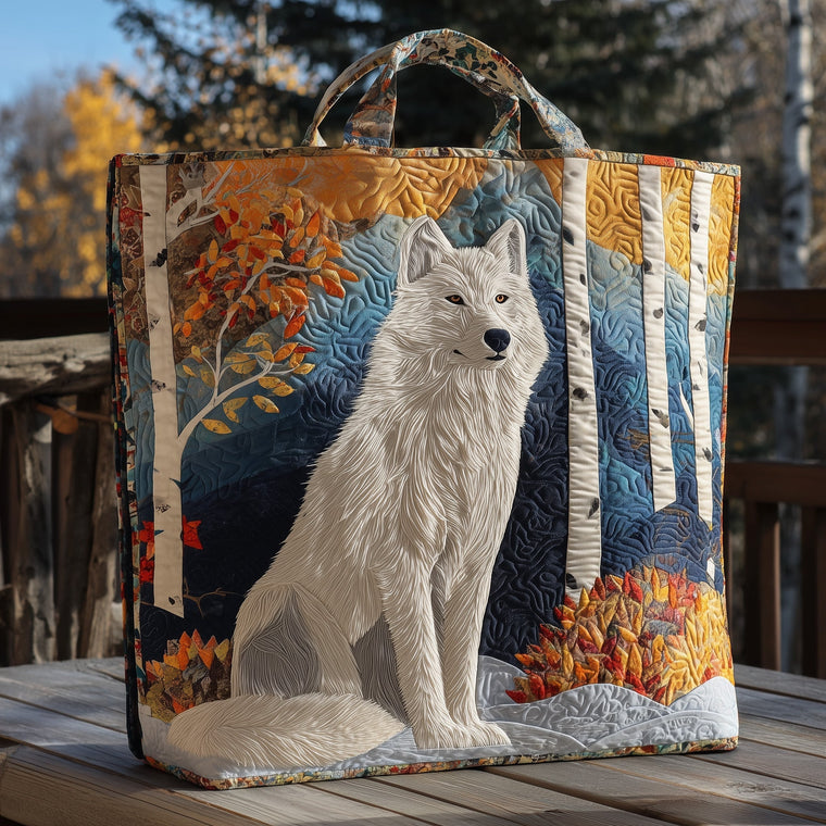White Wolf Forest Scene Tote Bag