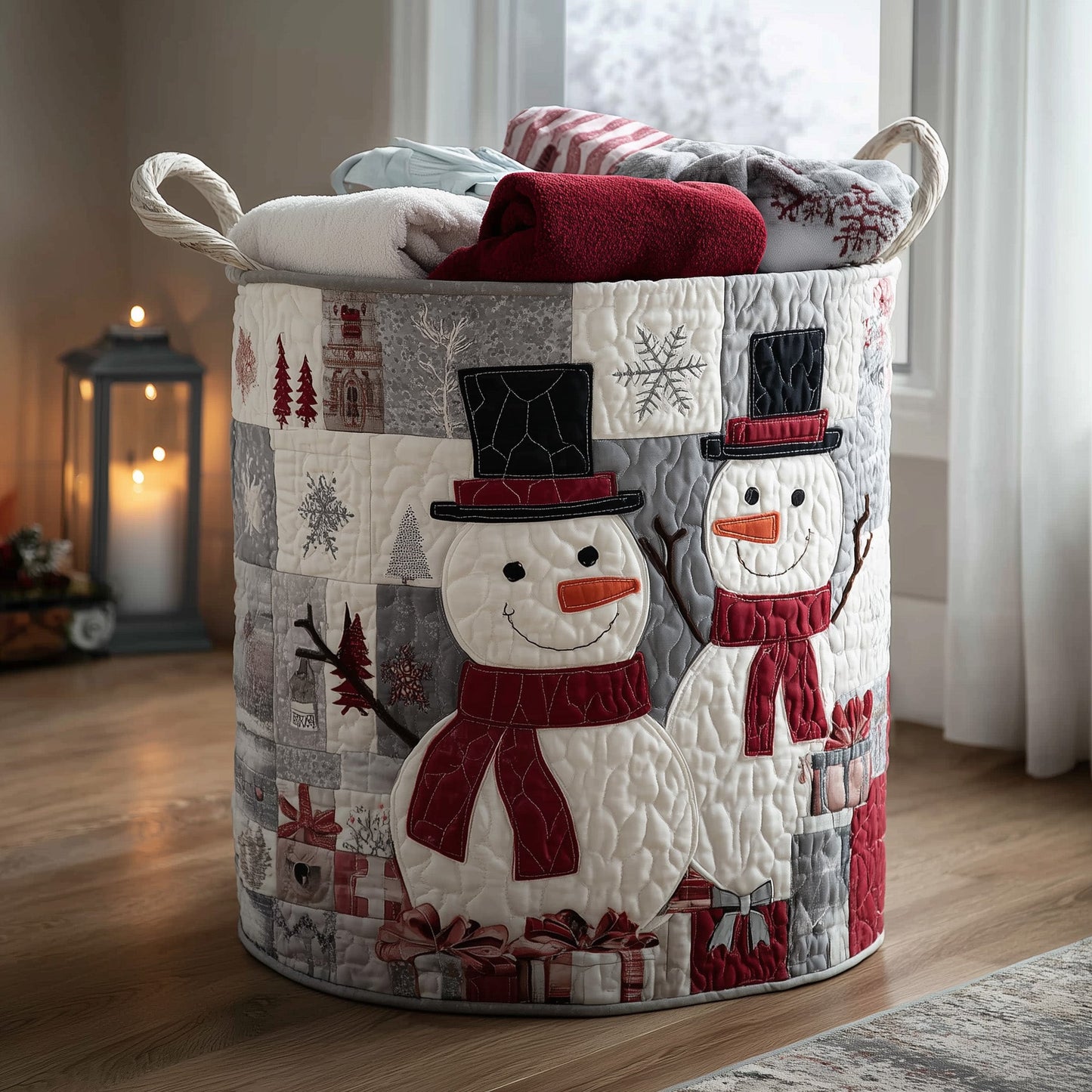 Festive Snowman Laundry Quilted Tote