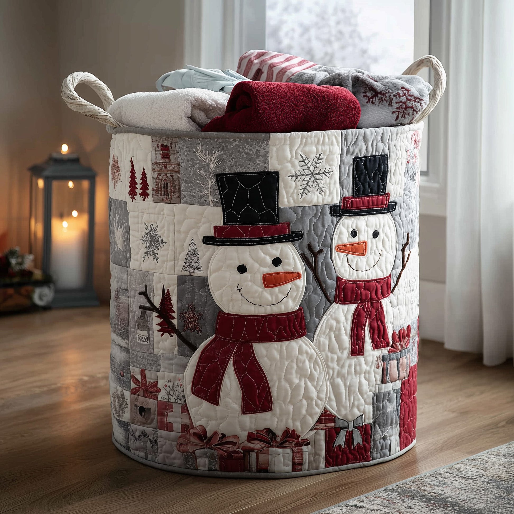 Festive Snowman Laundry Quilted Tote