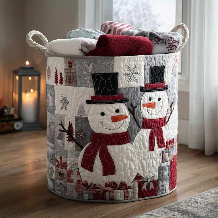 Festive Snowman Laundry Quilted Tote