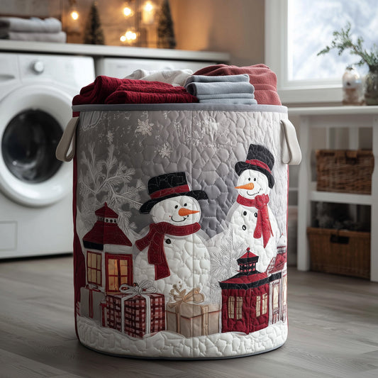 The Festive Snowman Quilted Laundry Basket Tote 0121