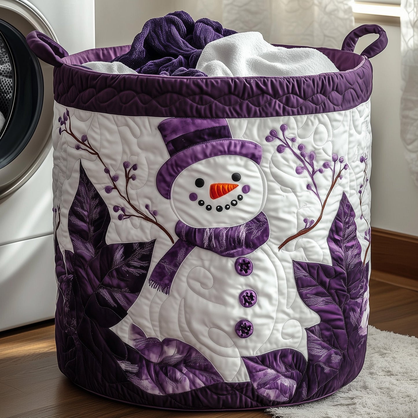 The Festive Snowman Quilted Laundry Basket Tote 0122