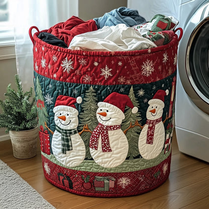 The Festive Snowman Quilted Laundry Basket Tote 0124
