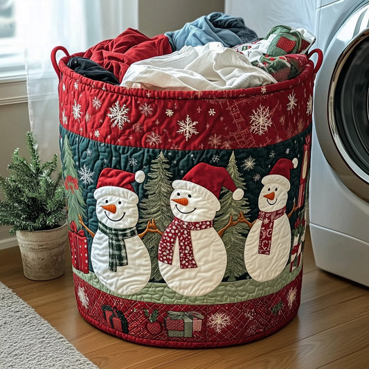 The Festive Snowman Quilted Laundry Basket Tote 0124
