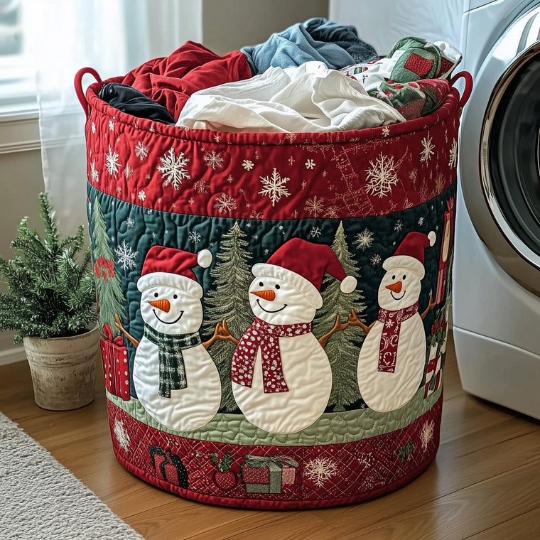 The Festive Snowman Quilted Laundry Basket Tote 0124