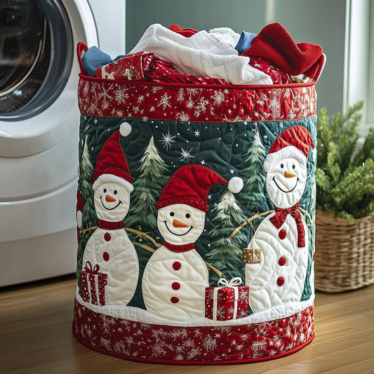 The Festive Snowman Quilted Laundry Basket Tote 0125