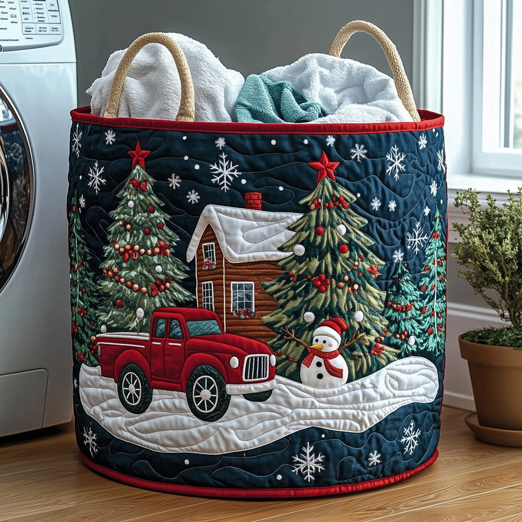The Festive Snowman Quilted Laundry Basket Tote 0126