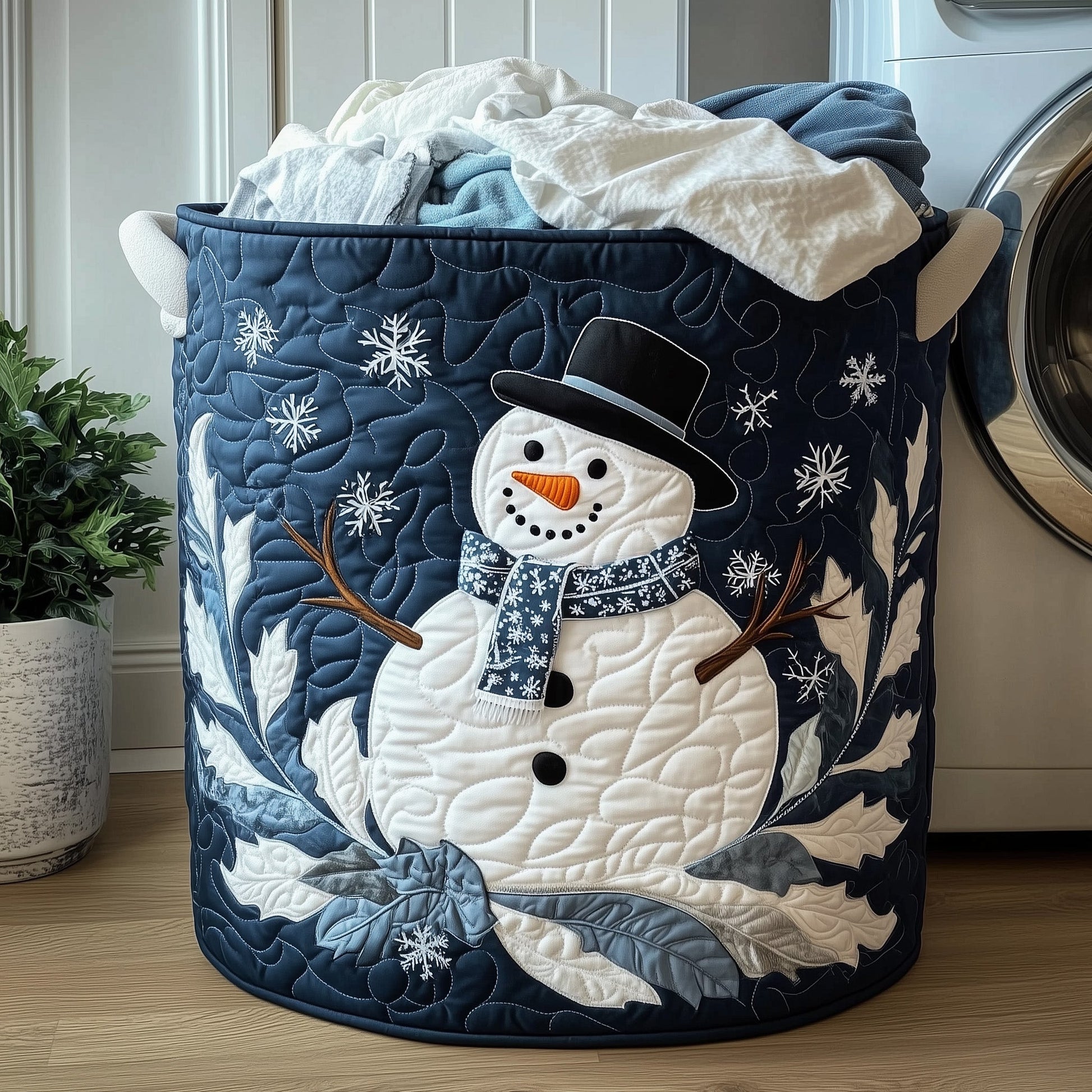 The Festive Snowman Quilted Laundry Basket Tote 0131