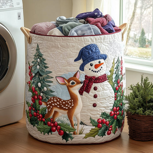 The Festive Snowman Quilted Laundry Basket Tote 0132