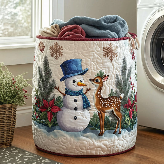 The Festive Snowman Quilted Laundry Basket Tote 0133