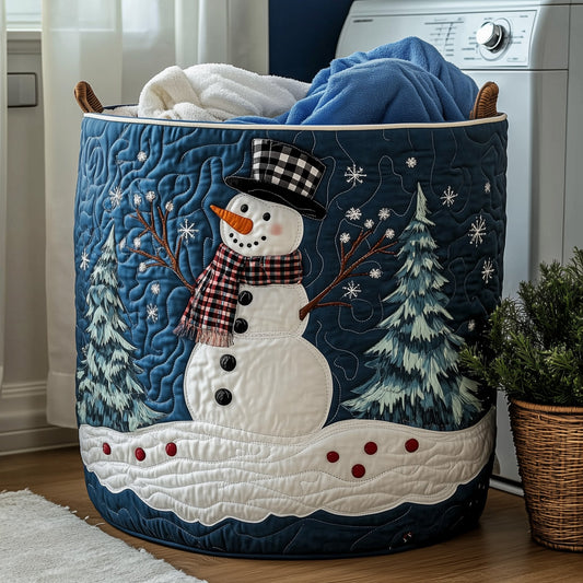 The Festive Snowman Quilted Laundry Basket Tote 0134