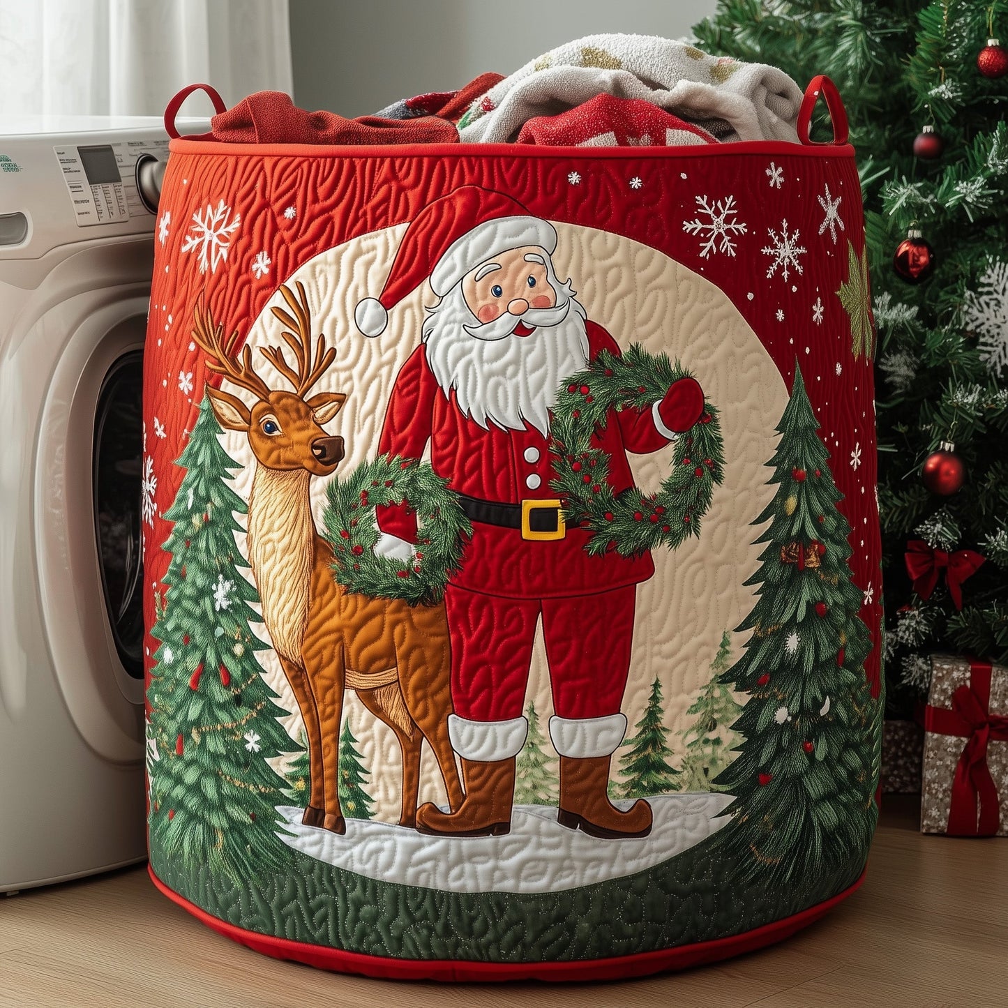 Cheerful Santa Laundry Tote Bag