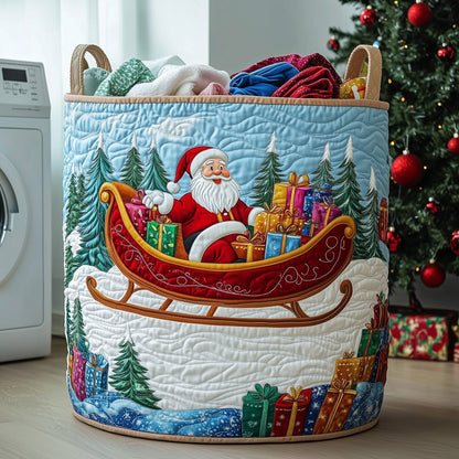 The Cheerful Santa Quilted Laundry Basket Tote 0137