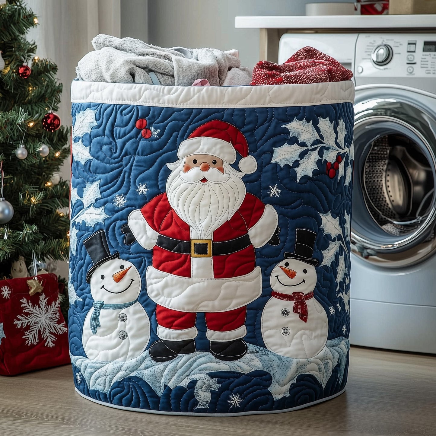 Santa Moment Laundry Quilted Tote