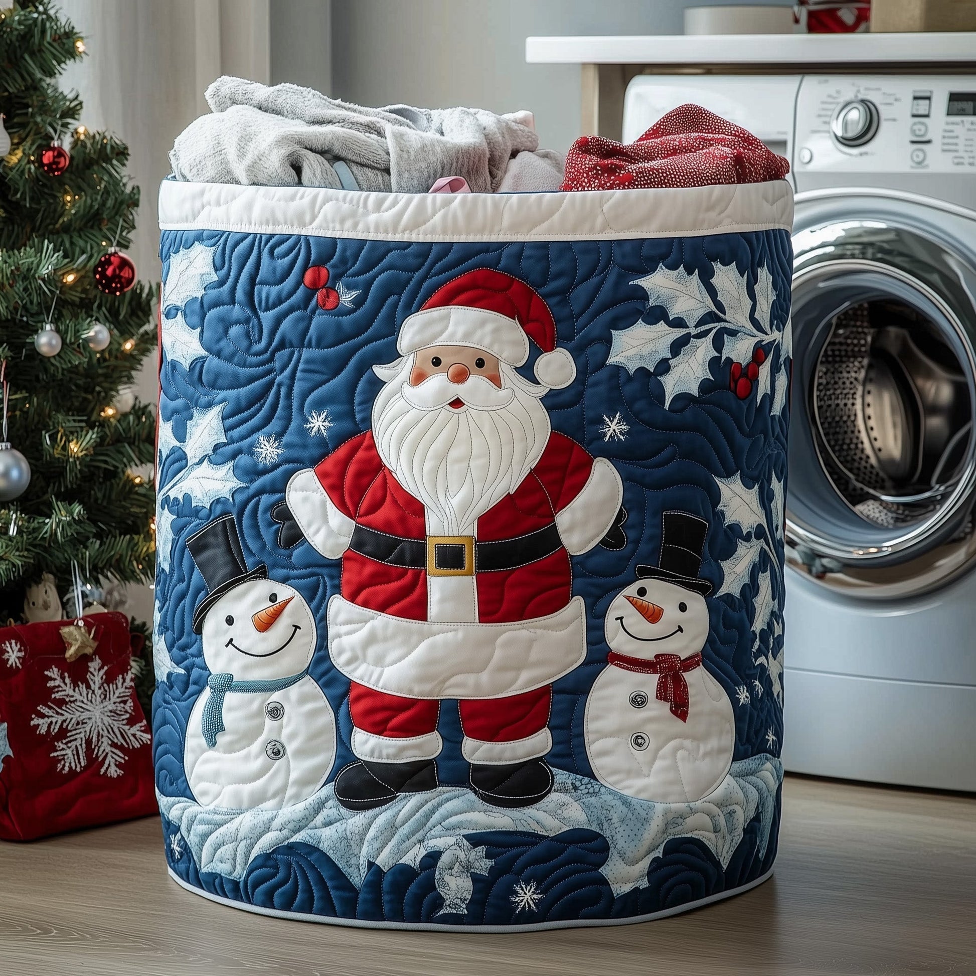 Santa Moment Laundry Quilted Tote
