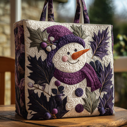 Snowman Winter Holiday Quilted Tote