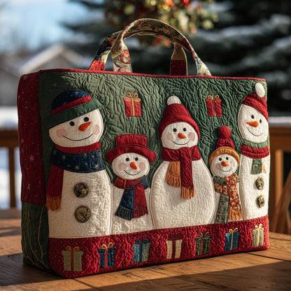 Snowmen Christmas Gifts Quilted Tote