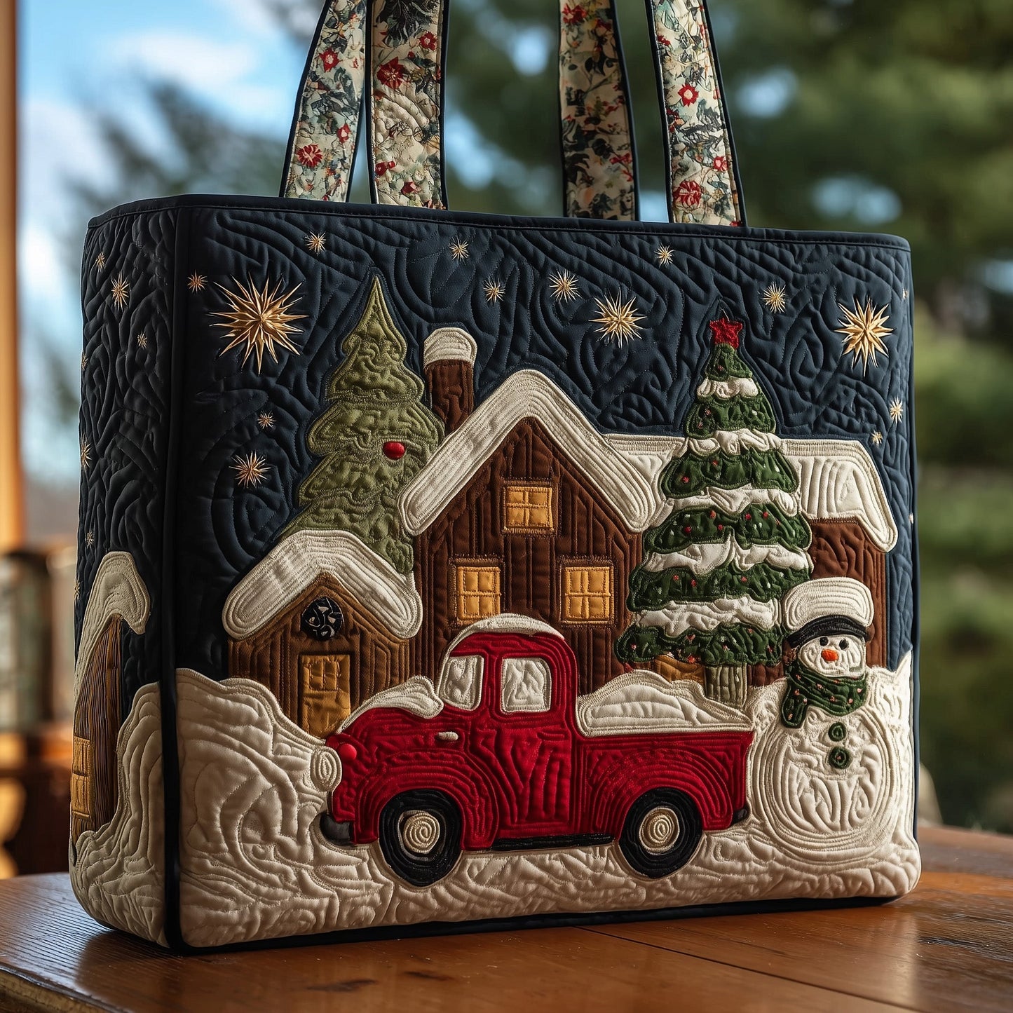 The Cheerful Snowman Quilted Tote