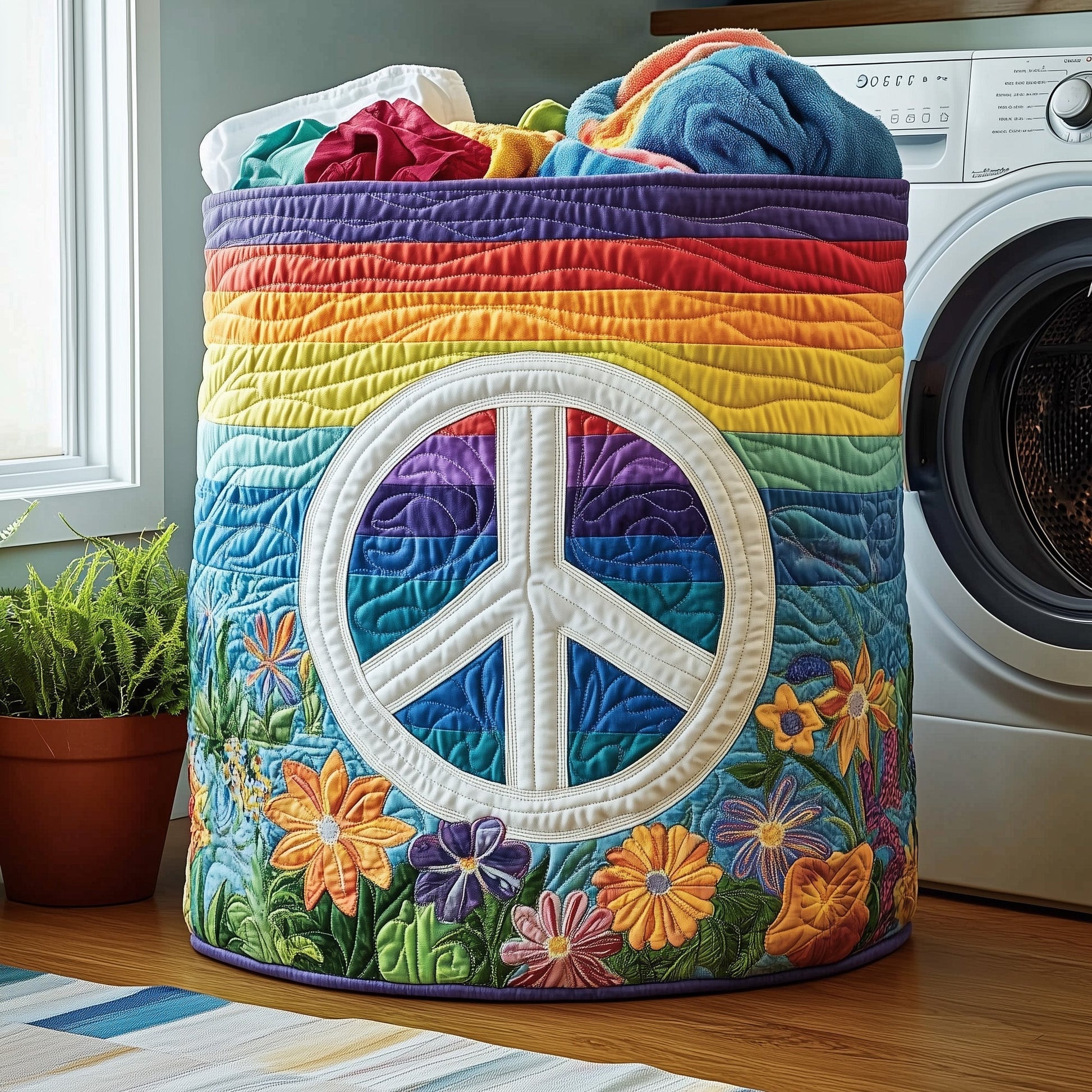 Hippe Peace Sign Quilted Tote