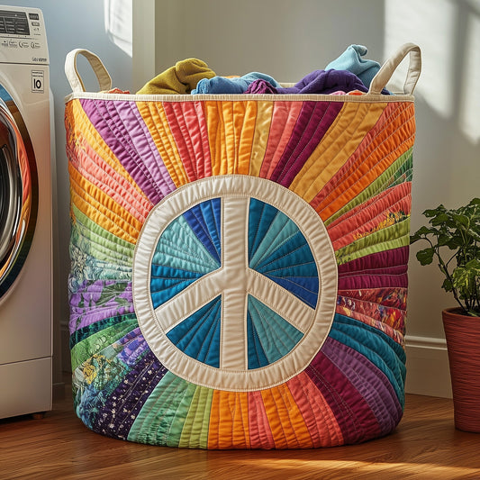 The Hippe Peace Sign Quilted Laundry Basket Tote