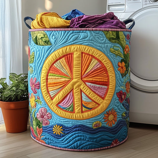 The Hippe Peace Sign Quilted Laundry Basket Tote