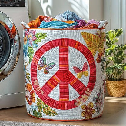The Hippe Peace Sign Quilted Laundry Basket Tote