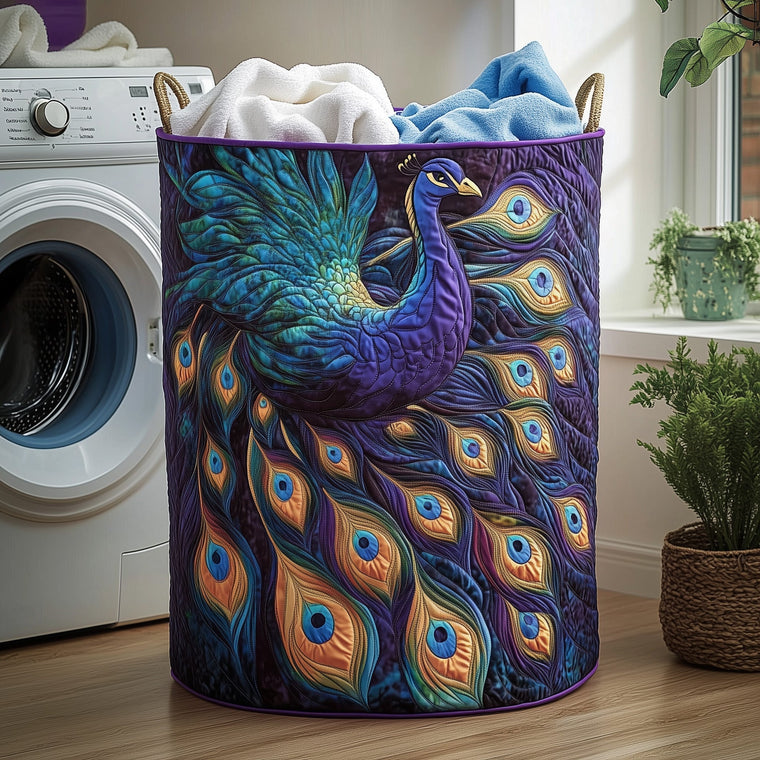 Elegant Peacock Laundry Quilted Tote