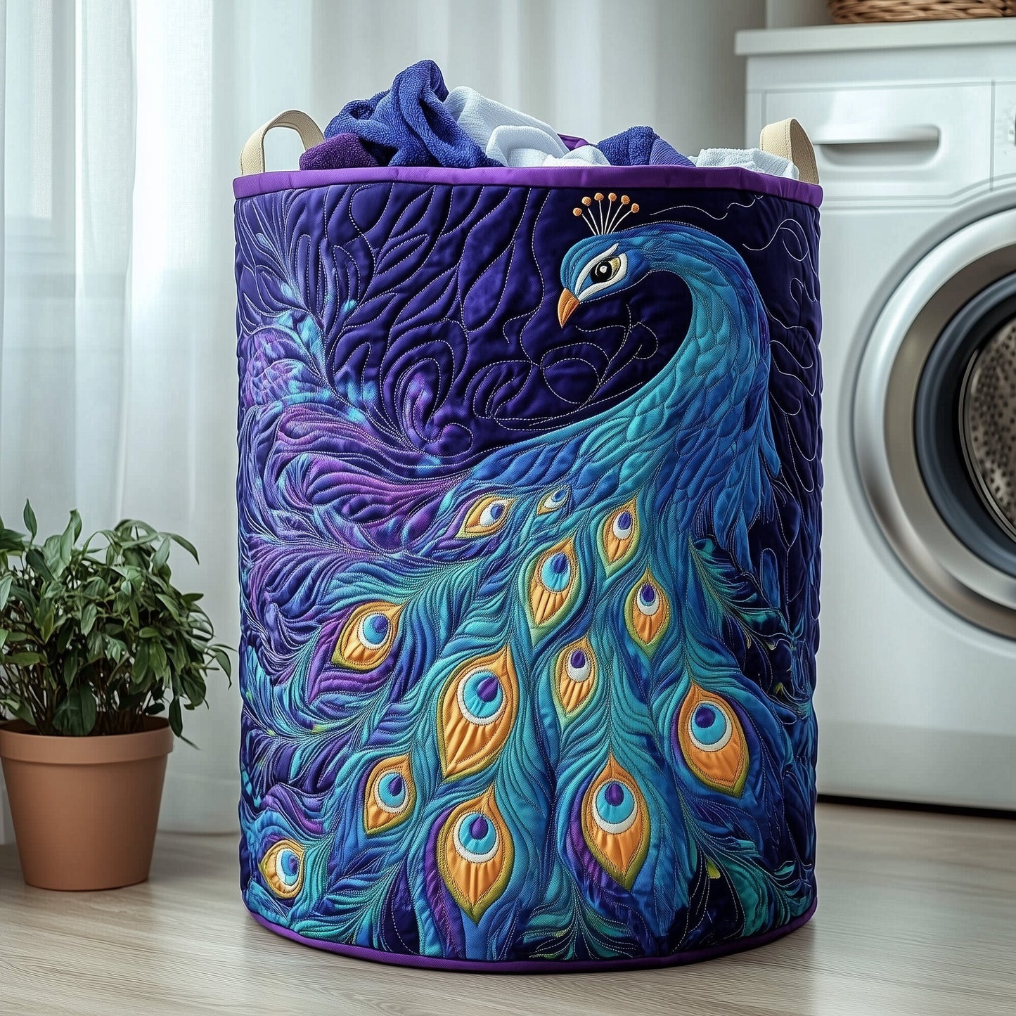 Elegant Peacock Laundry Tote Bag
