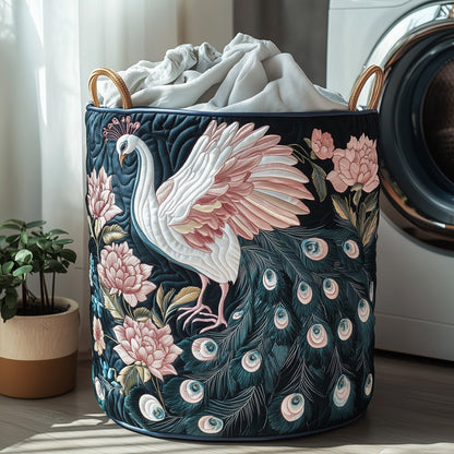 The Elegant Peacock Quilted Laundry Basket Tote 0179