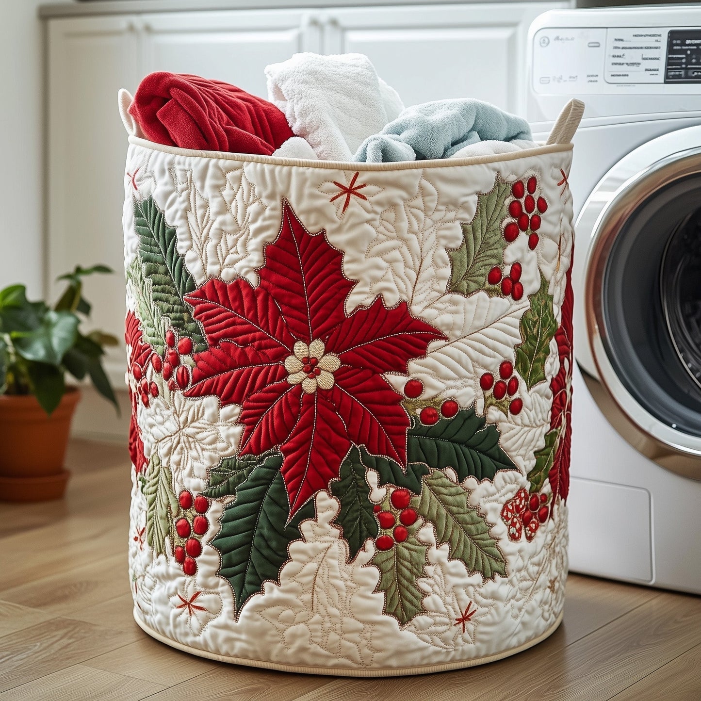 Poinsettia Spirit Laundry Tote Bag
