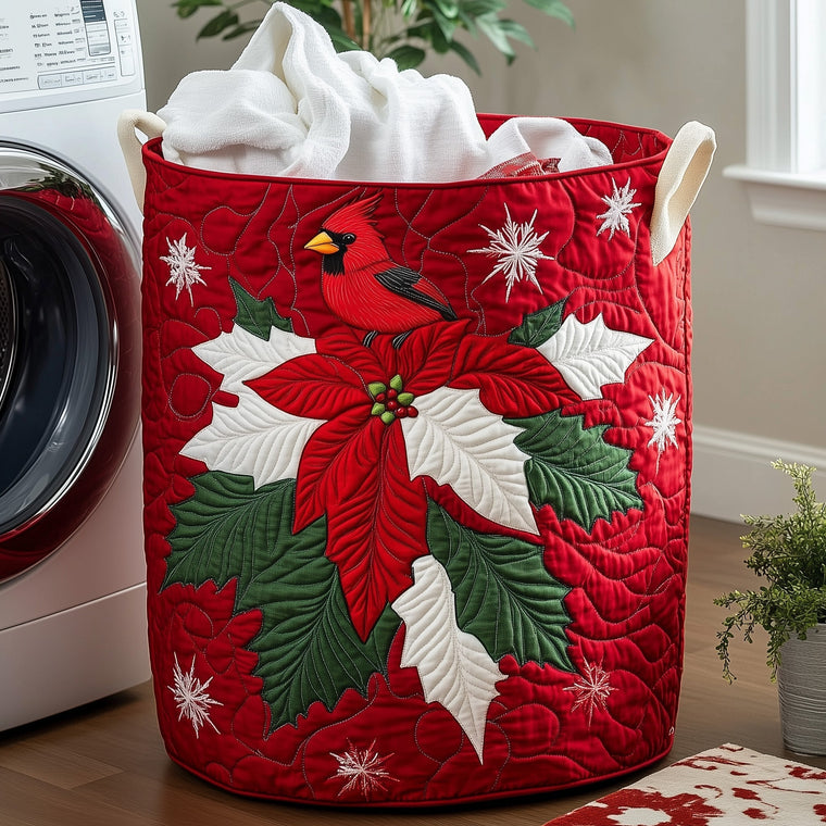 Poinsettia Cardinal Laundry Tote Bag
