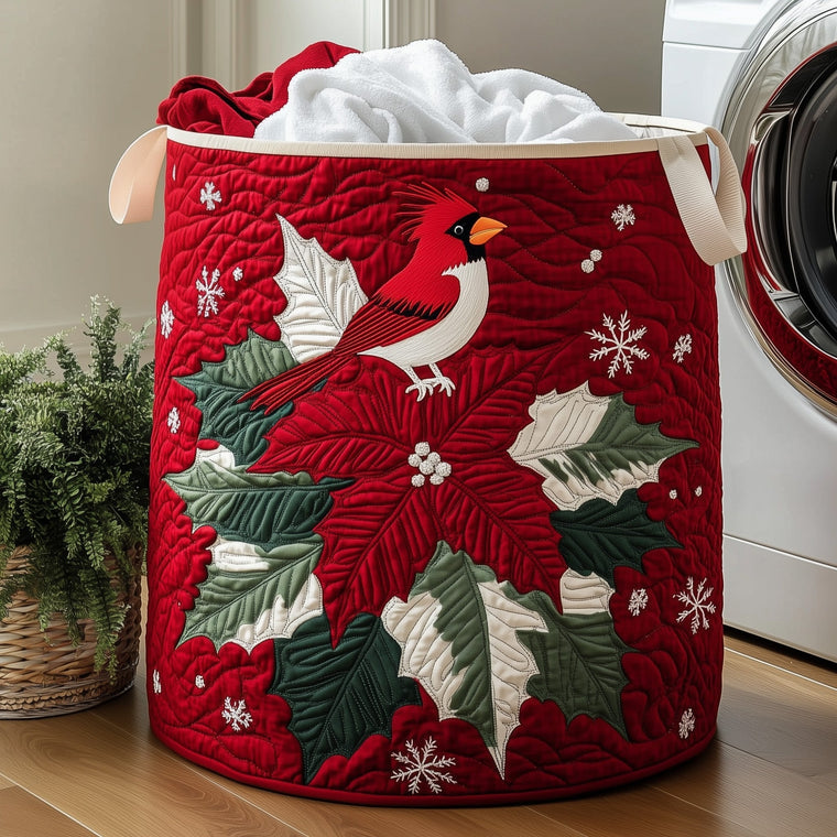 Poinsettia Cardinal Laundry Quilted Tote
