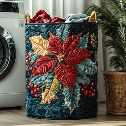 Poinsettia Charm Laundry Quilted Tote