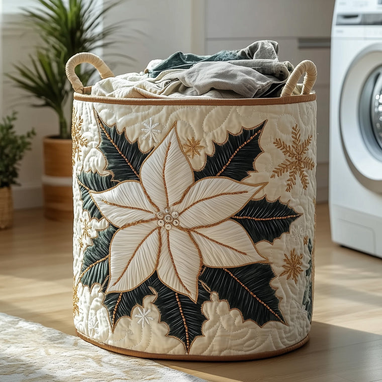 Elegant Poinsettia Laundry Quilted Tote