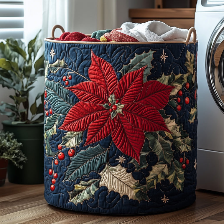 Poinsettia Bloom Laundry Quilted Tote