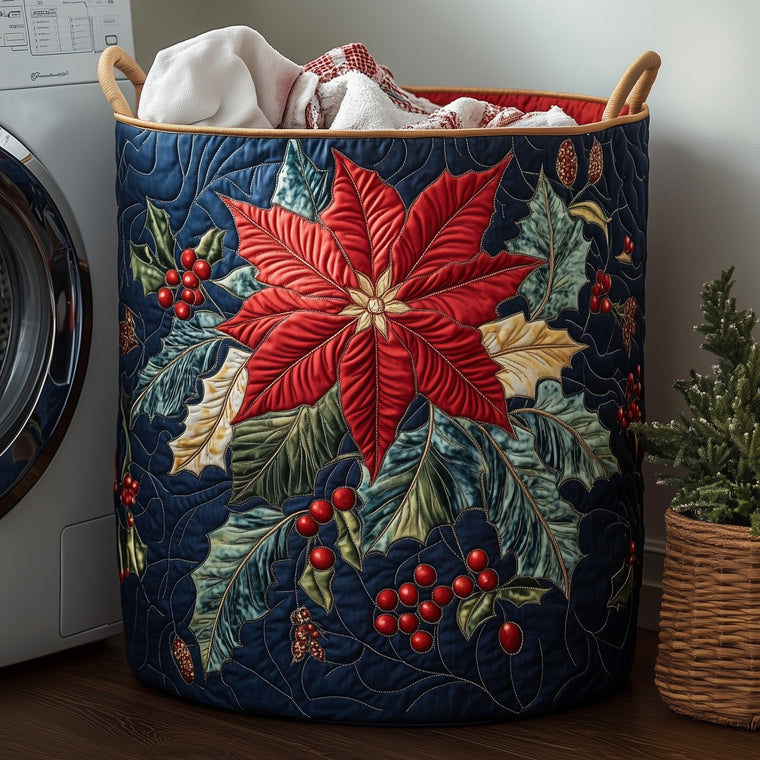 Poinsettia Bloom Laundry Tote Bag