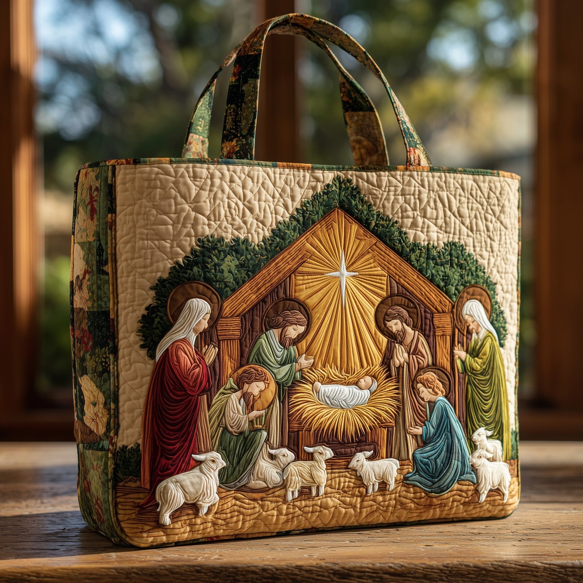 Everyday Nativity Scene Quilted Tote