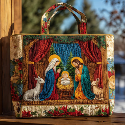 Nativity Christmas Scene Quilted Tote