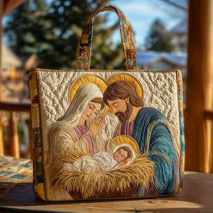 Nativity Scene Jesus Mary Quilted Tote