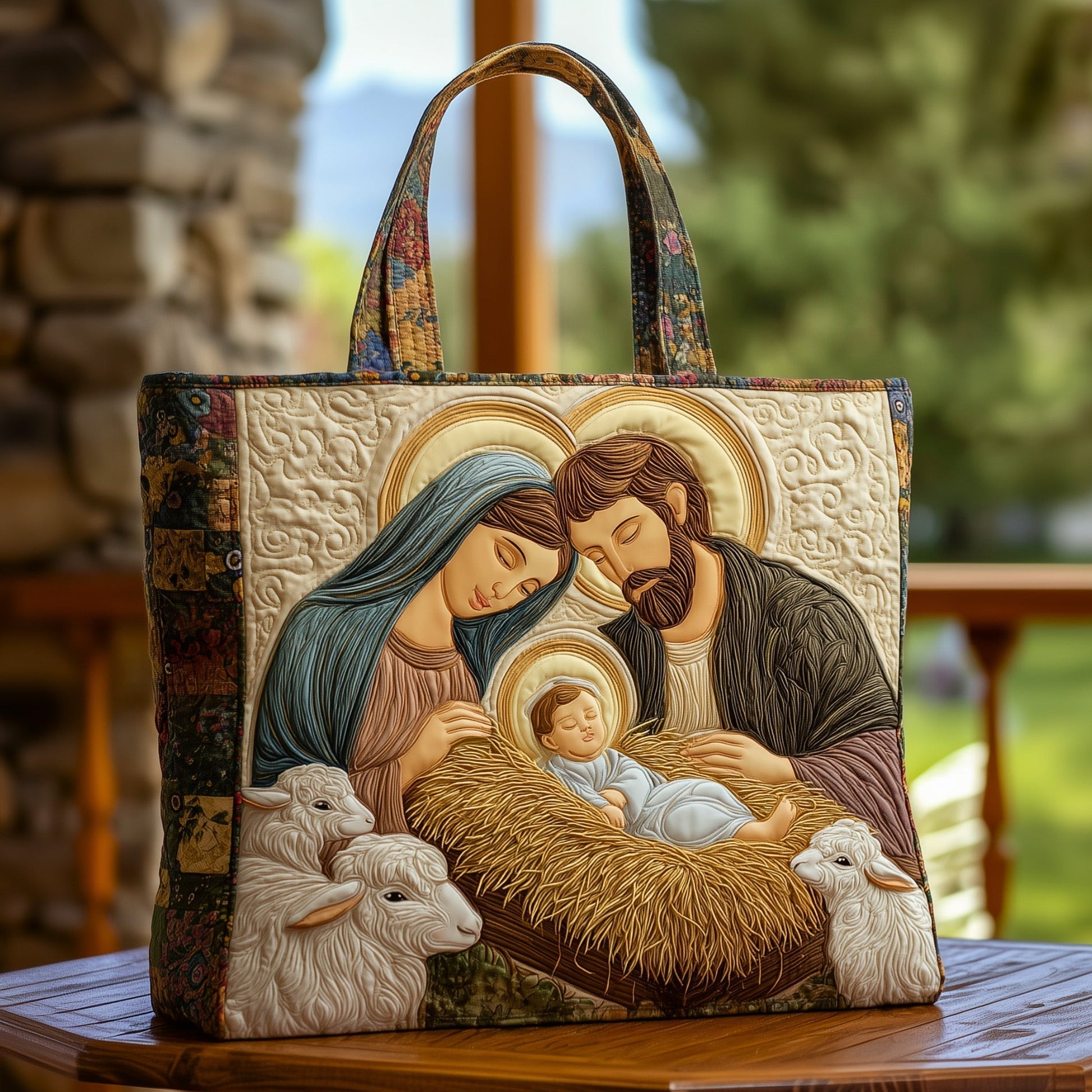 Everyday Joyful Nativity Quilted Tote