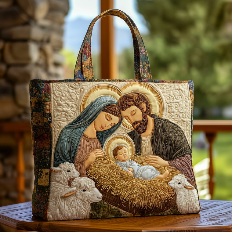 Everyday Joyful Nativity Quilted Tote